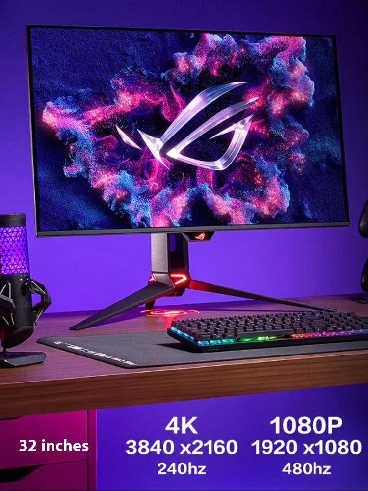 Monitor ROG PG32UCDP de 31,5 pulgadas con modo dual 4K 240 Hz 480 Hz para computadora de escritorio, portátil, pantalla IPS, 1080P, monitor OLED para juegos de PC