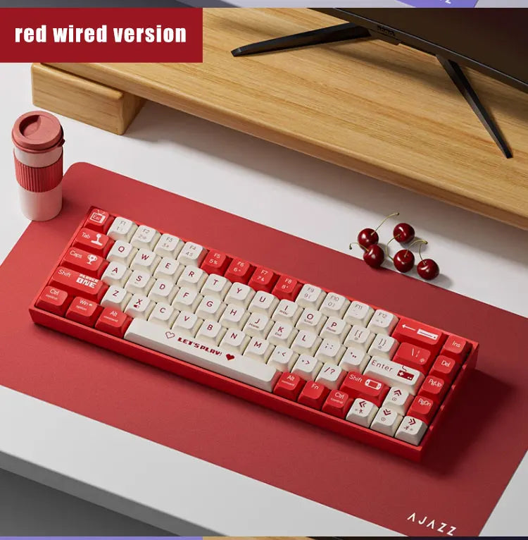 Teclado mecánico para juegos AJAZZ AK680 con cable, compacto, para computadora portátil, eje de color rojo o té, 68 teclas