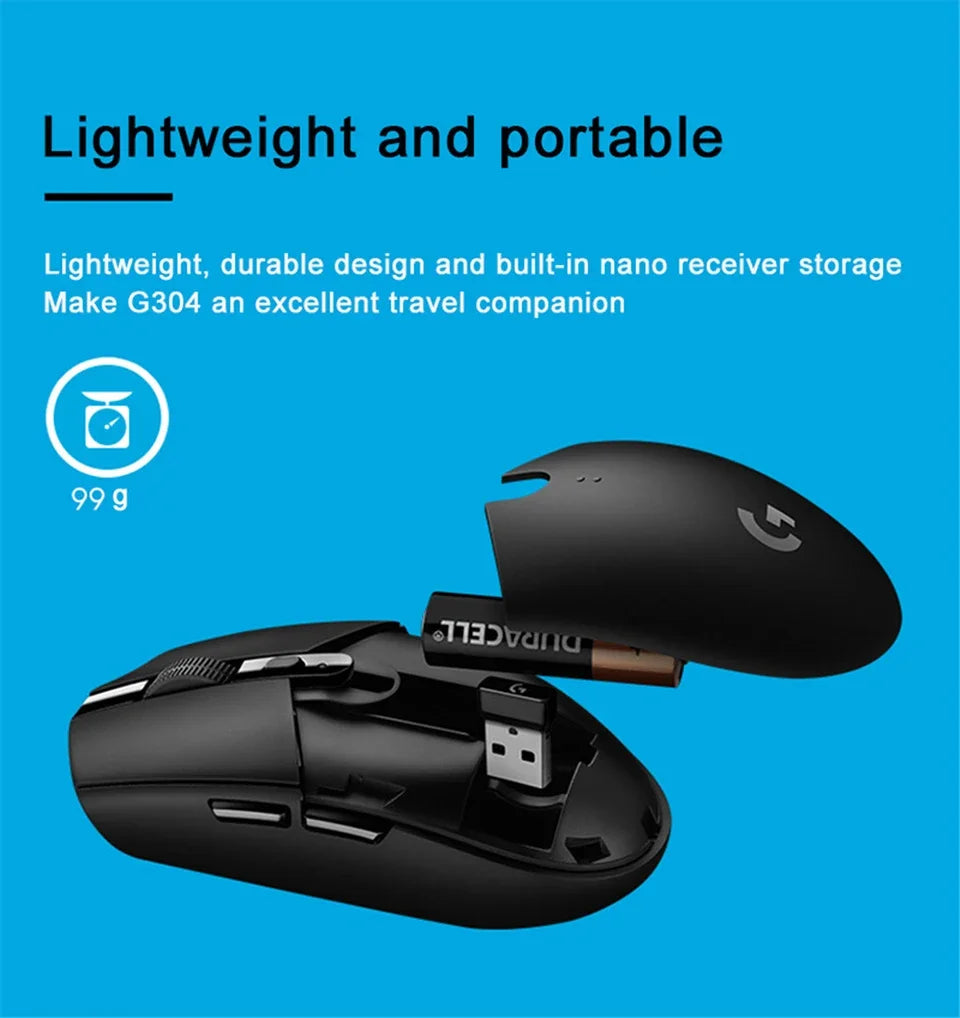 Original Logitech G304 Ligthspeed Wireless Gaming Mouse, Hero 12K Sensor, 12000DPI, 6 Programmable Buttons, Compatible PC MacOS