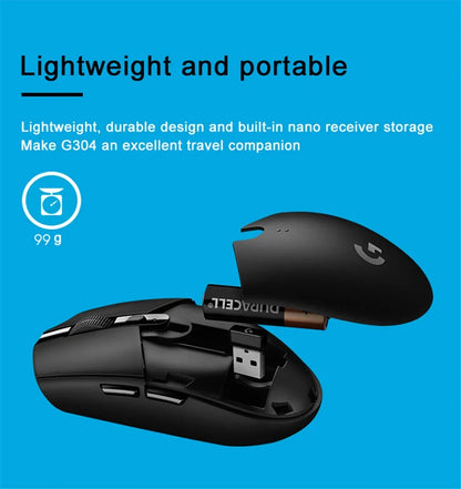 Ratón inalámbrico para juegos Logitech G304 Ligthspeed original, sensor Hero 12K, 12000 DPI, 6 botones programables, compatible con PC y MacOS