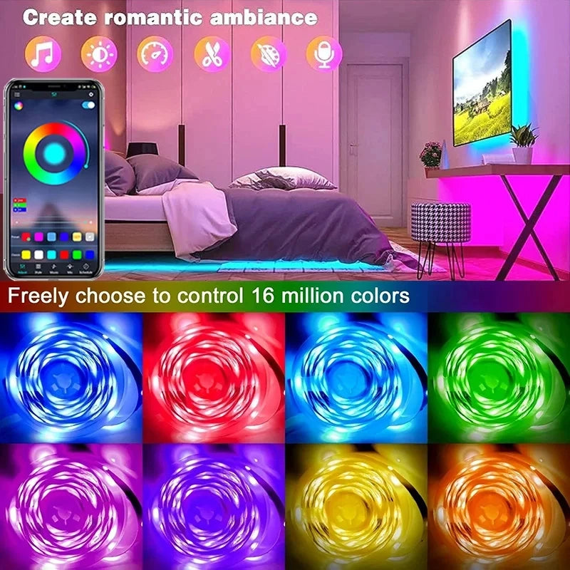 RGB LED Strip Light USB Bluetooth APP Control 5050 Color Changing LED Lights Flexible Lamp Tape Ribbon TV Backlight Room Decor