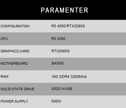 MXZ Gaming PC Ryzen 5 4500 RTX3060 500GB NVME Windows10 Pro Clave Computadora de escritorio Para Unidad de sistema Pc Personalizar Pc gamer comple