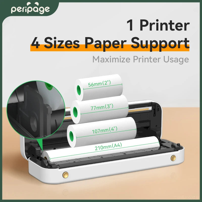 PeriPage A40 Printer A4 Paper Portable USB Bluetooth Wireless Thermal Transfer Printer for IOS Android System Printing Machine