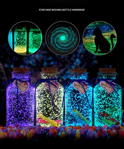 50 g de partículas luminosas fluorescentes para decoración de fiestas, pigmento brillante, grava, arena noctilucente que brilla en la oscuridad, polvo de arena