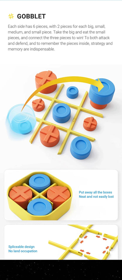 Giiker Super TIC-TAC-TOE BOLT - Juego de ajedrez compacto y portátil para la familia, juguetes de ajedrez para niños, regalos