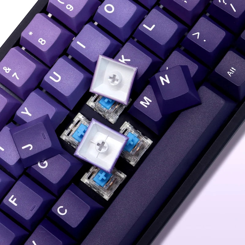 Teclas PBT de 132 teclas con perfil Cherry y doble disparo en morado para interruptores Cherry Gateron MX, teclados mecánicos para juegos