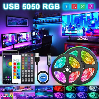 RGB LED Strip Light USB Bluetooth APP Control 5050 Color Changing LED Lights Flexible Lamp Tape Ribbon TV Backlight Room Decor