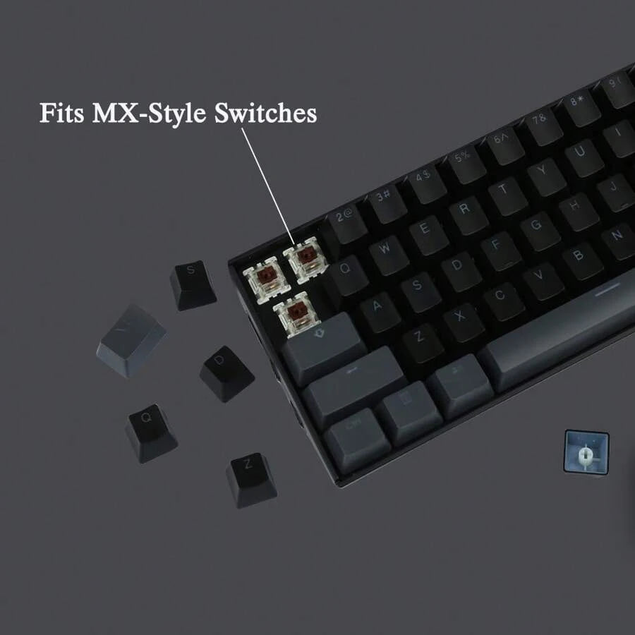 Grey Black Translucent Keycaps Set 105 keys OEM Profile Custom PBT Keycaps for 61 87 104 Cherry MX  Mechanical Gaming Keyboard