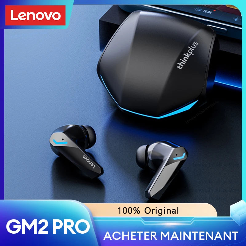 Auriculares inalámbricos originales Lenovo GM2 Pro 5.3 con Bluetooth, baja latencia, llamadas HD, modo dual, auriculares para juegos con micrófono