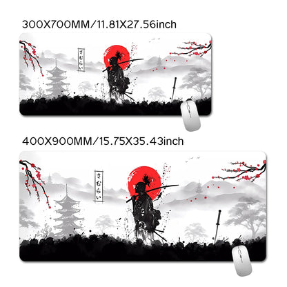 Samurai Warrior Mouse Pad Gamer Computer Accessories Keyboard Table Mat Black Mousepad Company Gaming Laptop Desk Accessory Pc