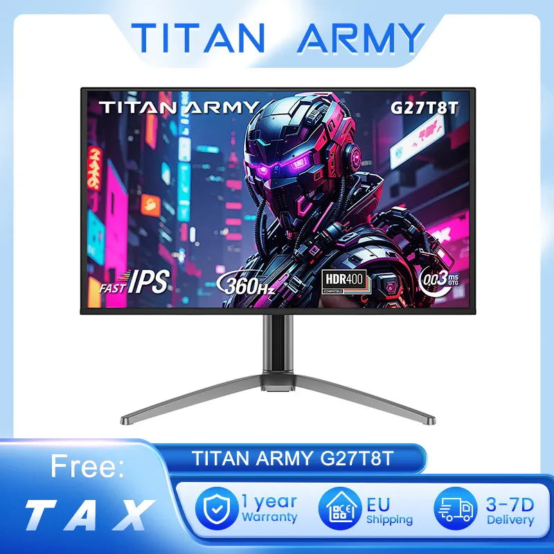 Monitor para juegos TITAN ARMY G27T8T de 26,5 pulgadas, pantalla QD-OLED de 2560 x 1440, frecuencia de actualización de 360 ​​Hz, 0,03 ms, GTG, 1000 nits, HDR 400, sincronización adaptativa