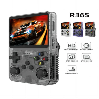 Consola portátil retro R36S con sistema Linux y pantalla IPS de 3,5 pulgadas Reproductor de vídeo portátil de bolsillo R35s Pro con 64 GB de juegos