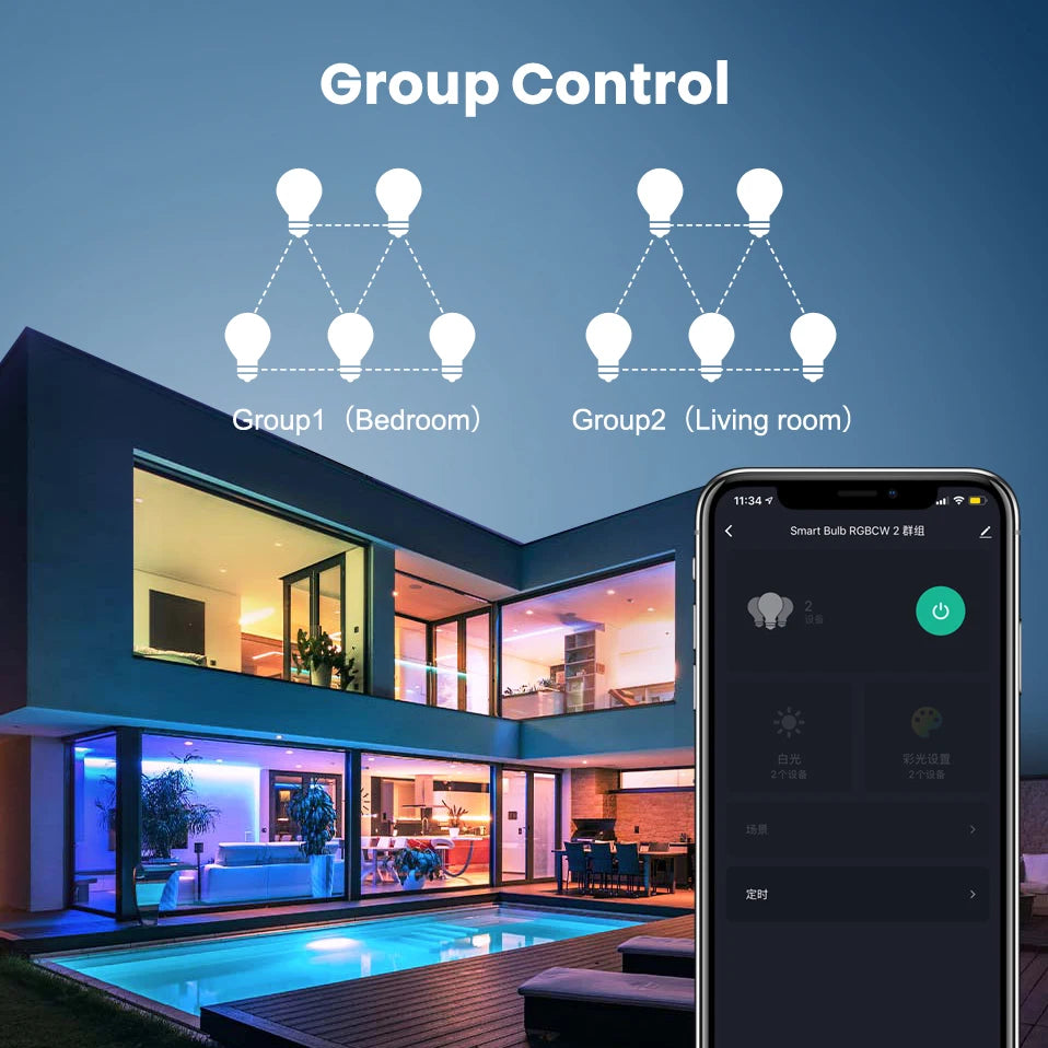 Bombilla inteligente AVATTO Tuya WiFi, lámpara LED RGB E27 regulable, control remoto por aplicación Smart Life, control por voz para Alexa Google Home