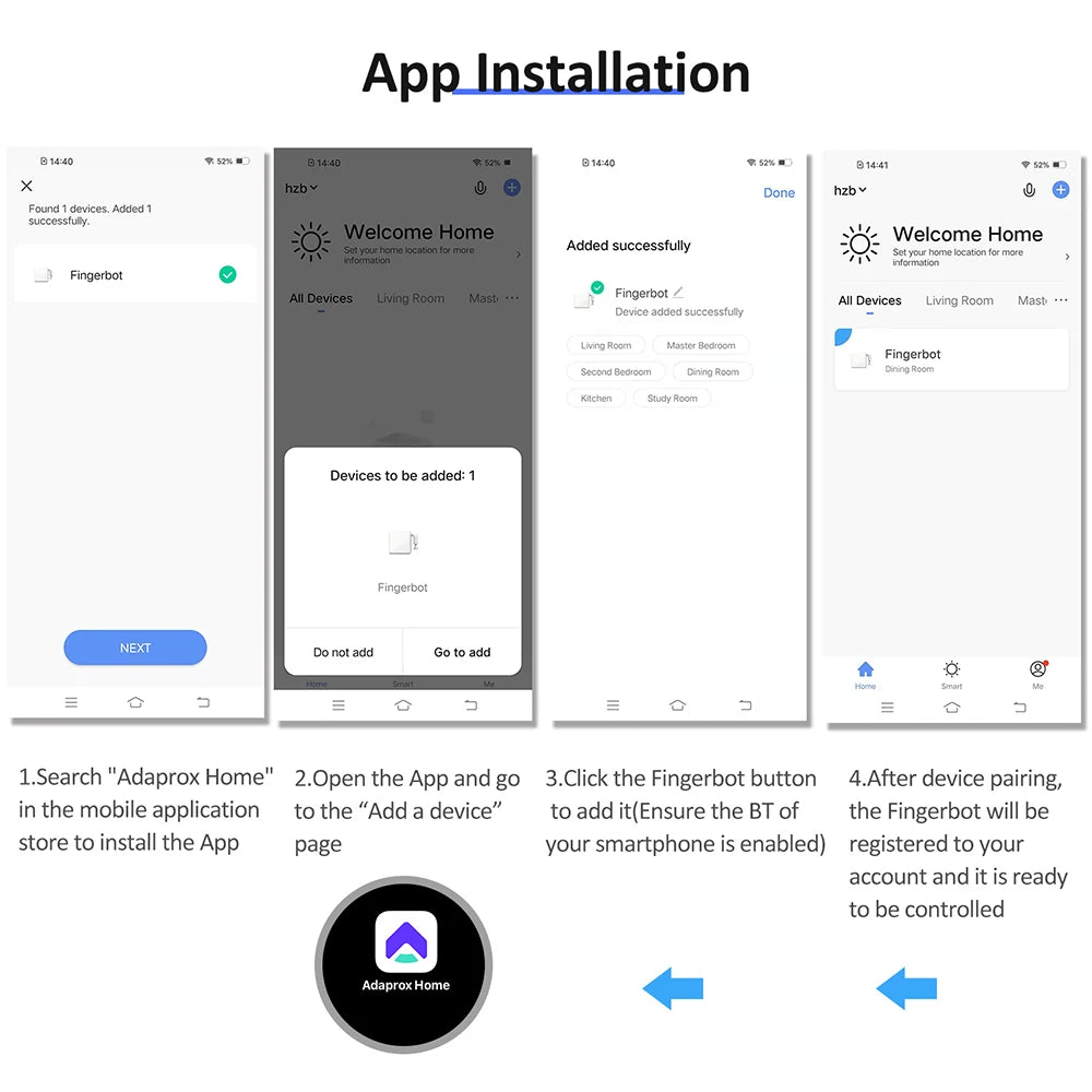 Robot inteligente Fingerbot para el hogar, aplicación Adaprox Home, Bluetooth 4.2, interruptor inteligente Finger Bot, control remoto por voz para Alexa y Google Home