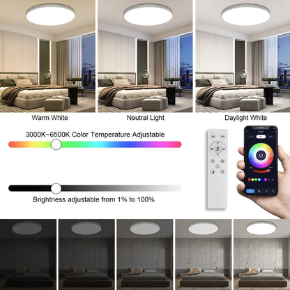 30W WIFI 智能 LED 吸顶灯 RGB Tuya APP 远程控制可调光 LED 吸顶灯 带 Alexa Google Assistant 适用于卧室