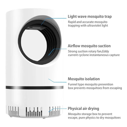 Trampa eléctrica portátil para mosquitos Xiaomi, lámpara para matar mosquitos con fuente de alimentación USB y adaptador, ventilador de succión, trampa para moscas e insectos para interiores