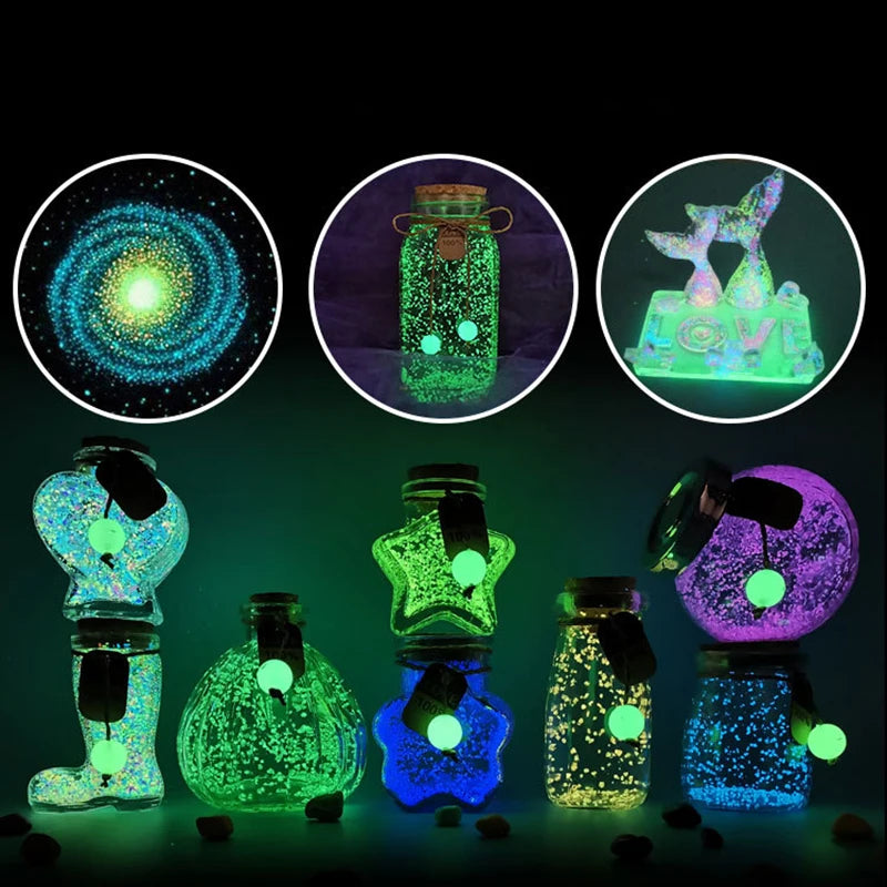 50 g de partículas luminosas fluorescentes para decoración de fiestas, pigmento brillante, grava, arena noctilucente que brilla en la oscuridad, polvo de arena