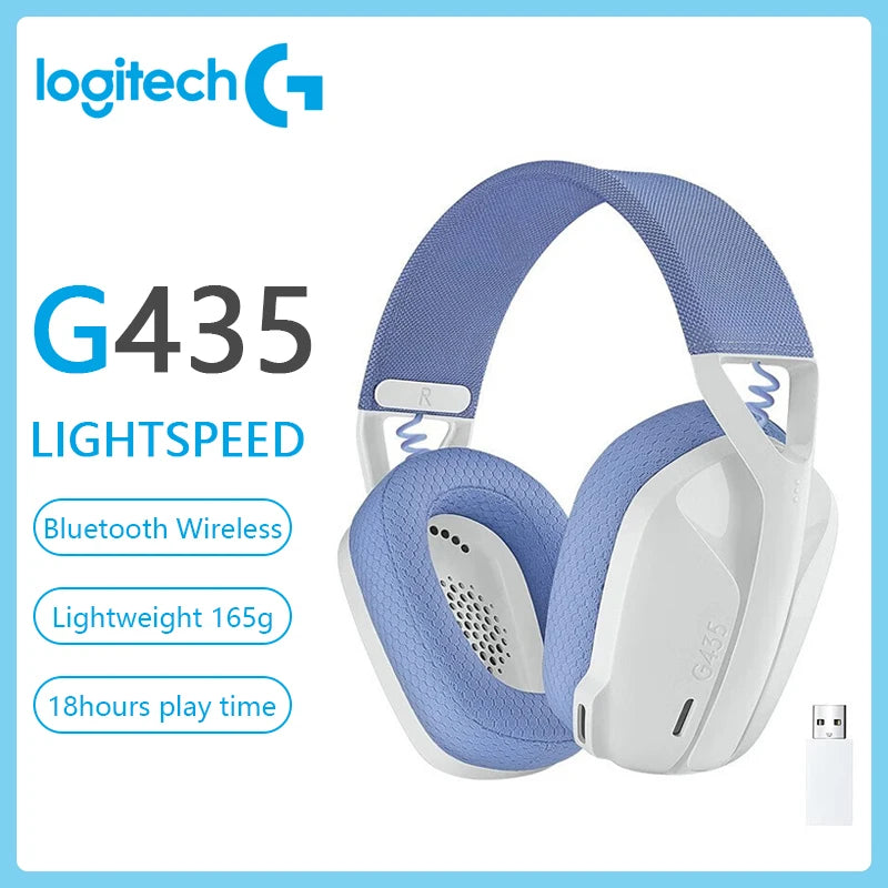 Logitech G435 WIRELESS GAMING HEADSET LIGHTSPEED  7.1 Surround Sound Built-in Mic Gamer Bluetooth Headphone Earphone for PC/PS