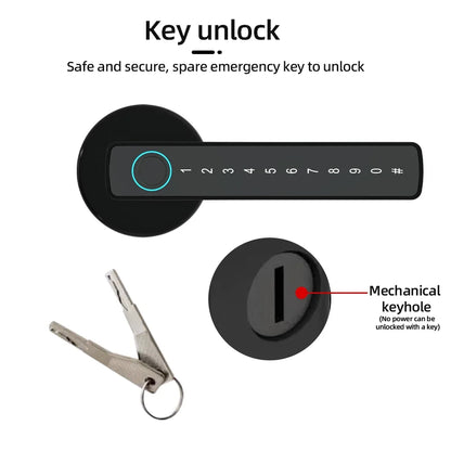 RAYKUBE M5 Tuya BLE Fingerprint Door Lock Digital Electronic Lock with Password/Key/IC Card/ Smartlife/ Tuya APP Unlock